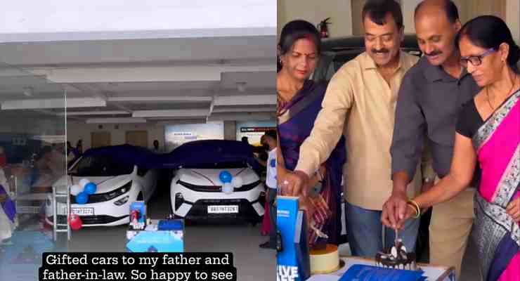 woman gifts father and father in law cars