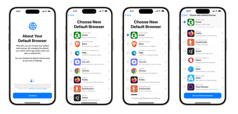 Apple browser choice screen changes